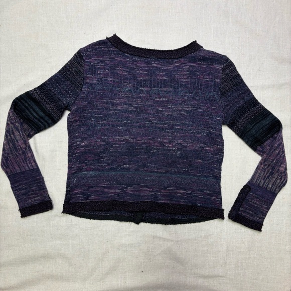 FREE PEOPLE Women’s Small Purple Combo Knit Button Front Cardigan Pocket Sweater - Picture 6 of 7